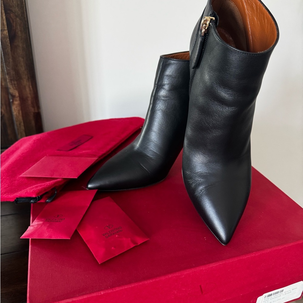 Valentino Garavani Black Leather Ankle Boots